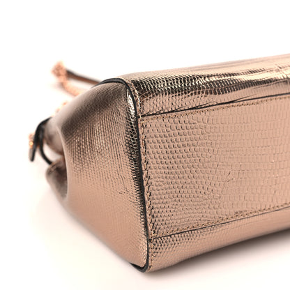 Fendi Metallic Lizard XS Peekaboo Iconic Satchel Rose Gold 8 of 9