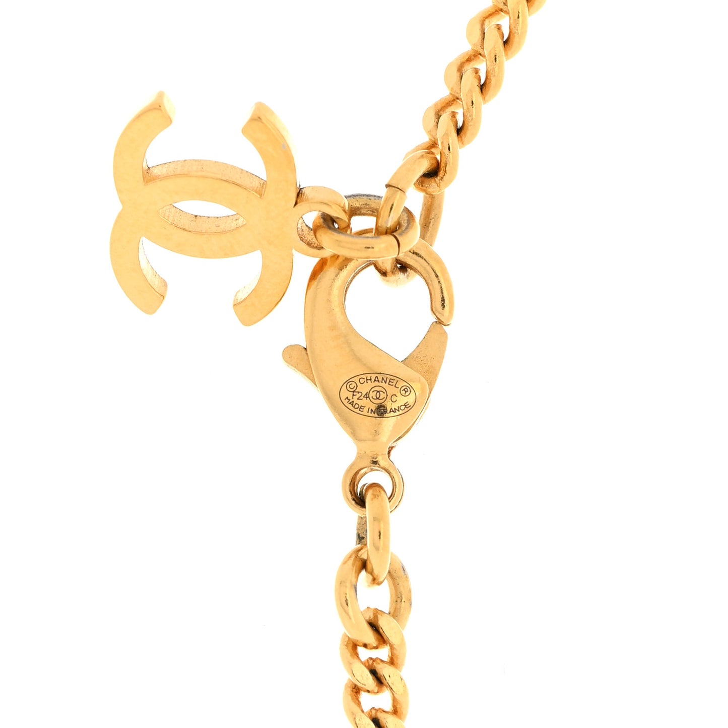 Metal Enamel CC Pendant Necklace Pink Gold