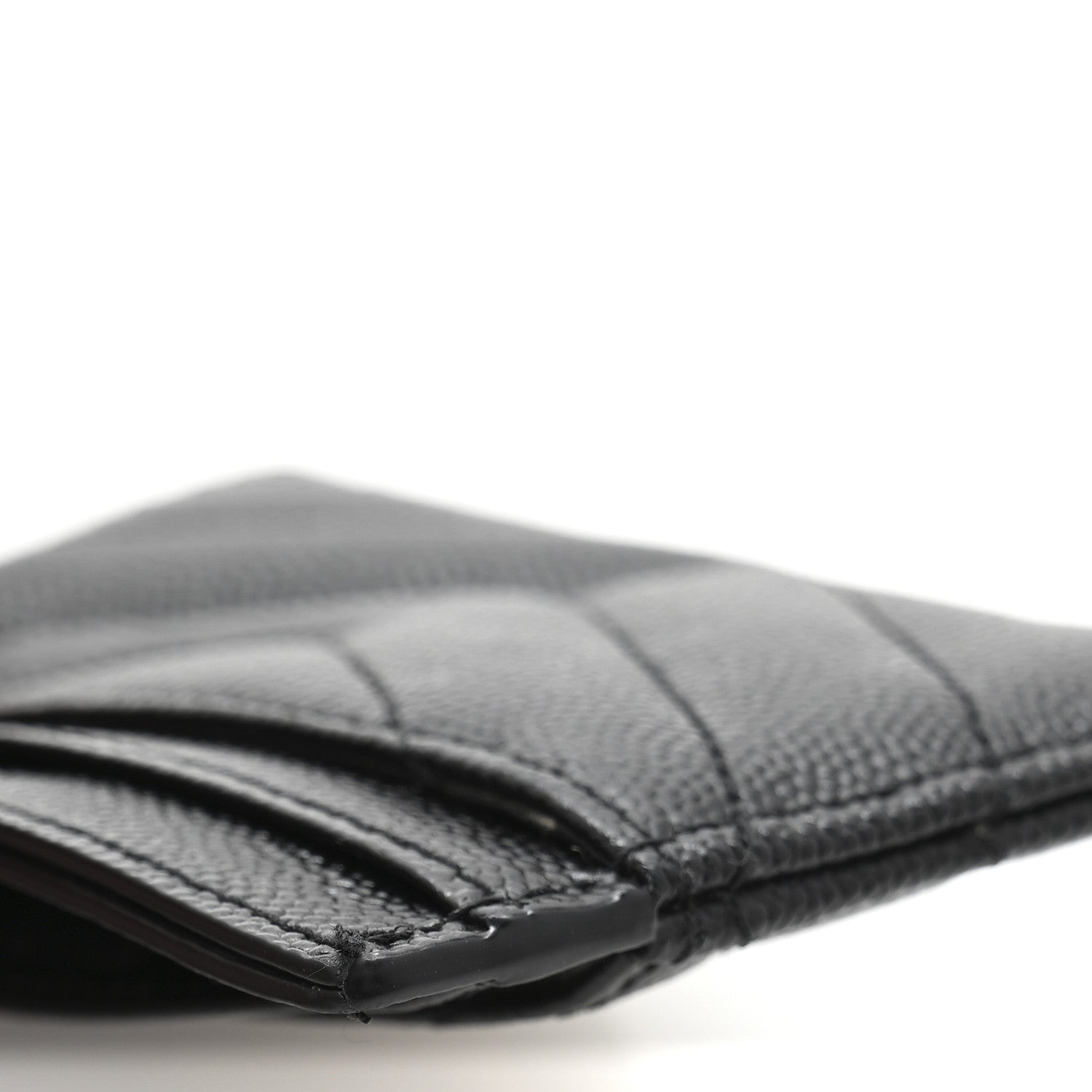 Saint Laurent Grain De Poudre Matelasse Chevron Monogram Credit Card Case Black 10 of 11