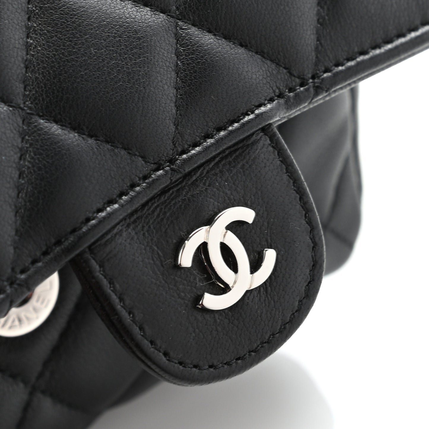 Lambskin Quilted Flap Cosmetic Case Black