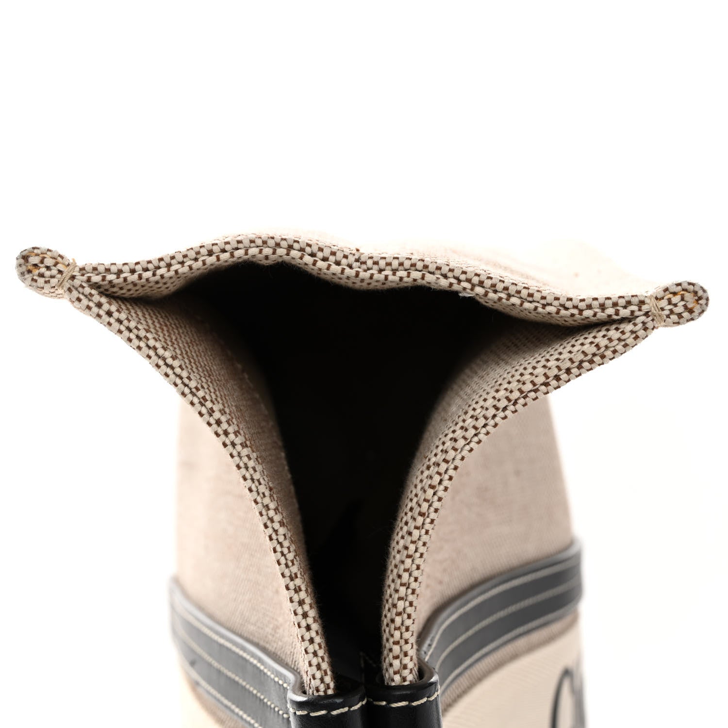 Chloe Cotton Calfskin Large Woody Ribbon Tote White Black 12 of 14