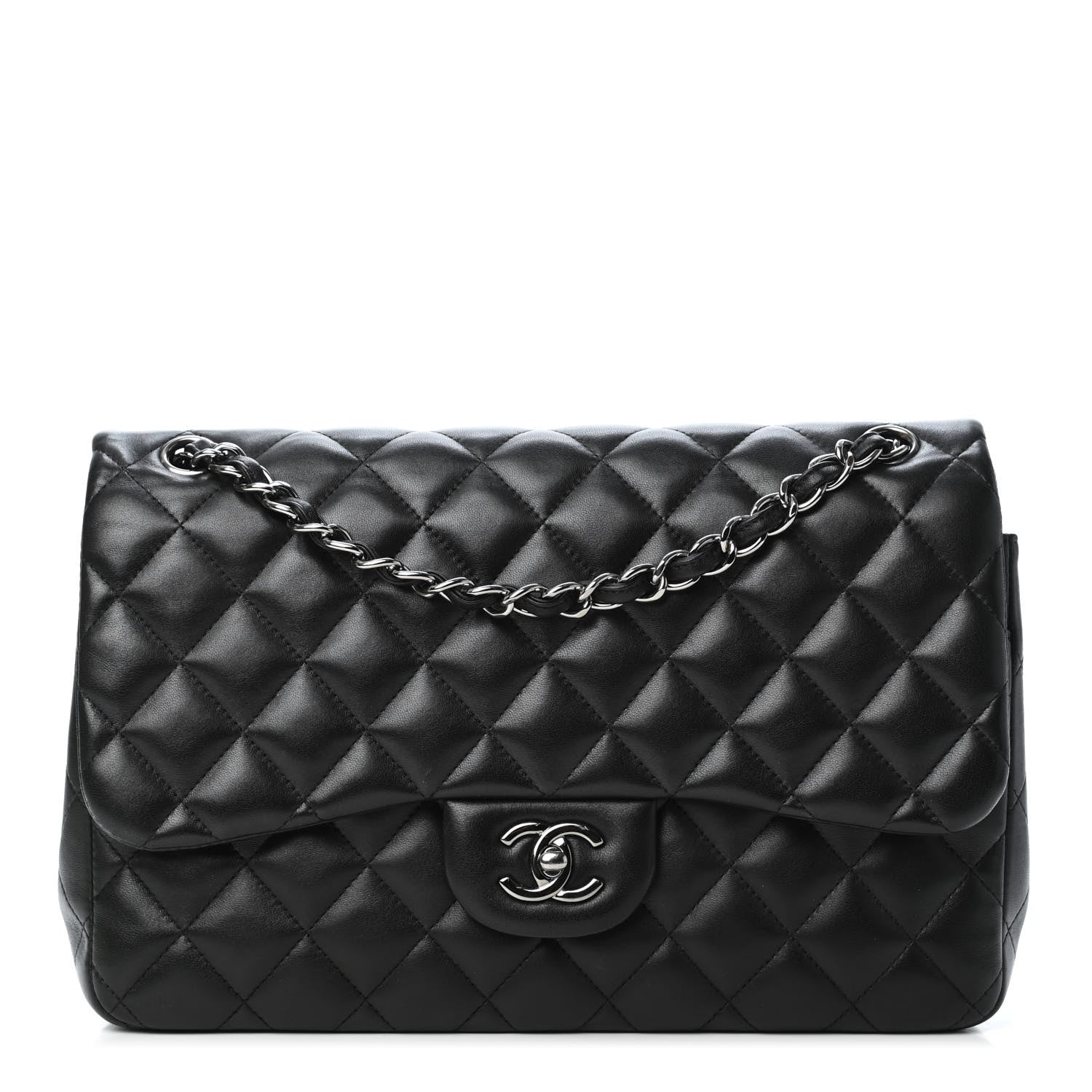 Chanel Lambskin Quilted Jumbo Double Flap Black 1 of 4