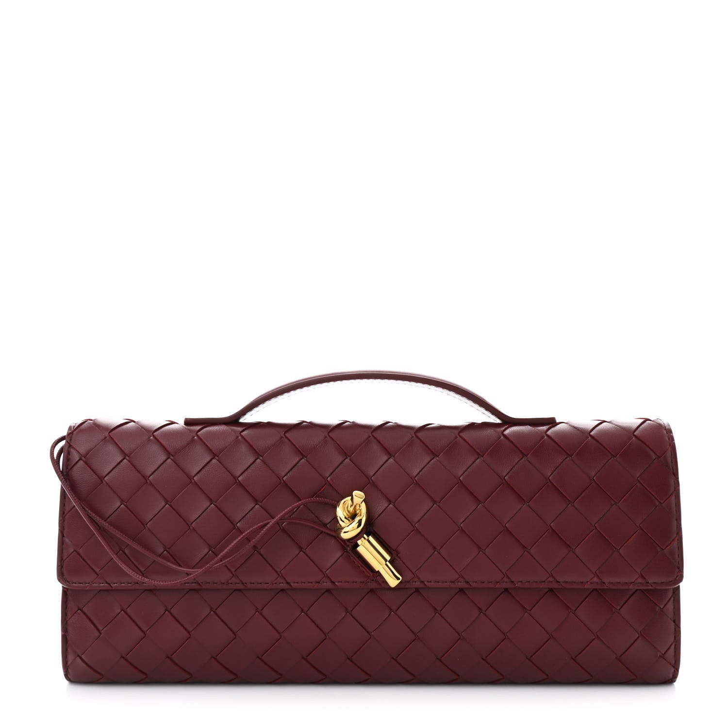 Bottega Veneta Nappa Intrecciato Long Andiamo Top Handle Clutch Barolo 1 of 10