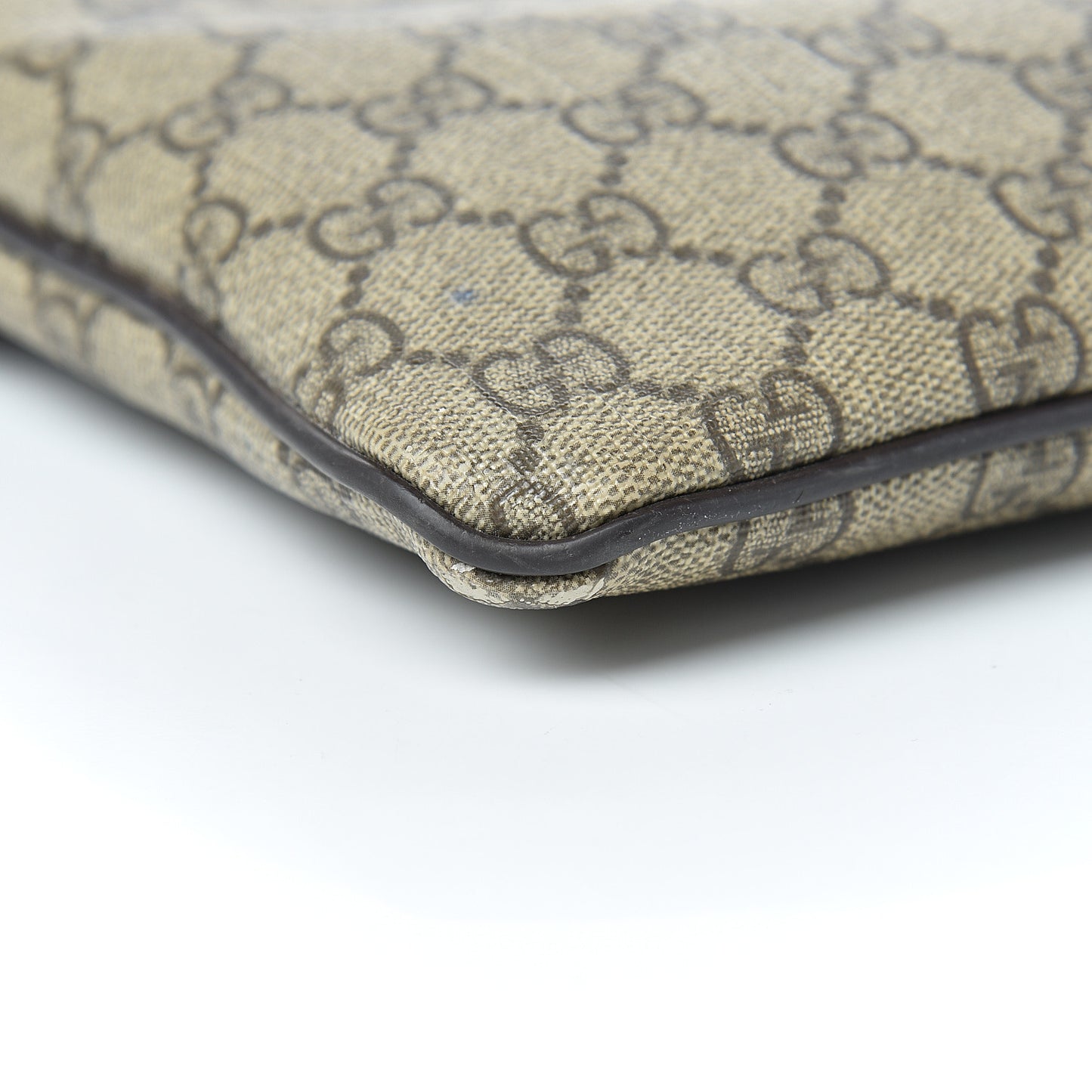 GG Supreme Monogram Selleria Calfskin Small Flat Side Zip Messenger Bag Beige Ebony Cocoa Dark Chocolate