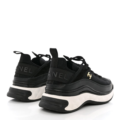 Chanel Velvet Calfskin Mixed Fibers CC Sneakers 37.5 Black 4 of 11