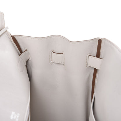 Hermes Swift Ghillies Birkin 35 White Gris Perle 16 of 34
