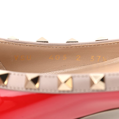 Valentino Garavani Patent Nappa Rockstud Ballerina Flats 37.5 Rouge Pur Poudre 8 of 9
