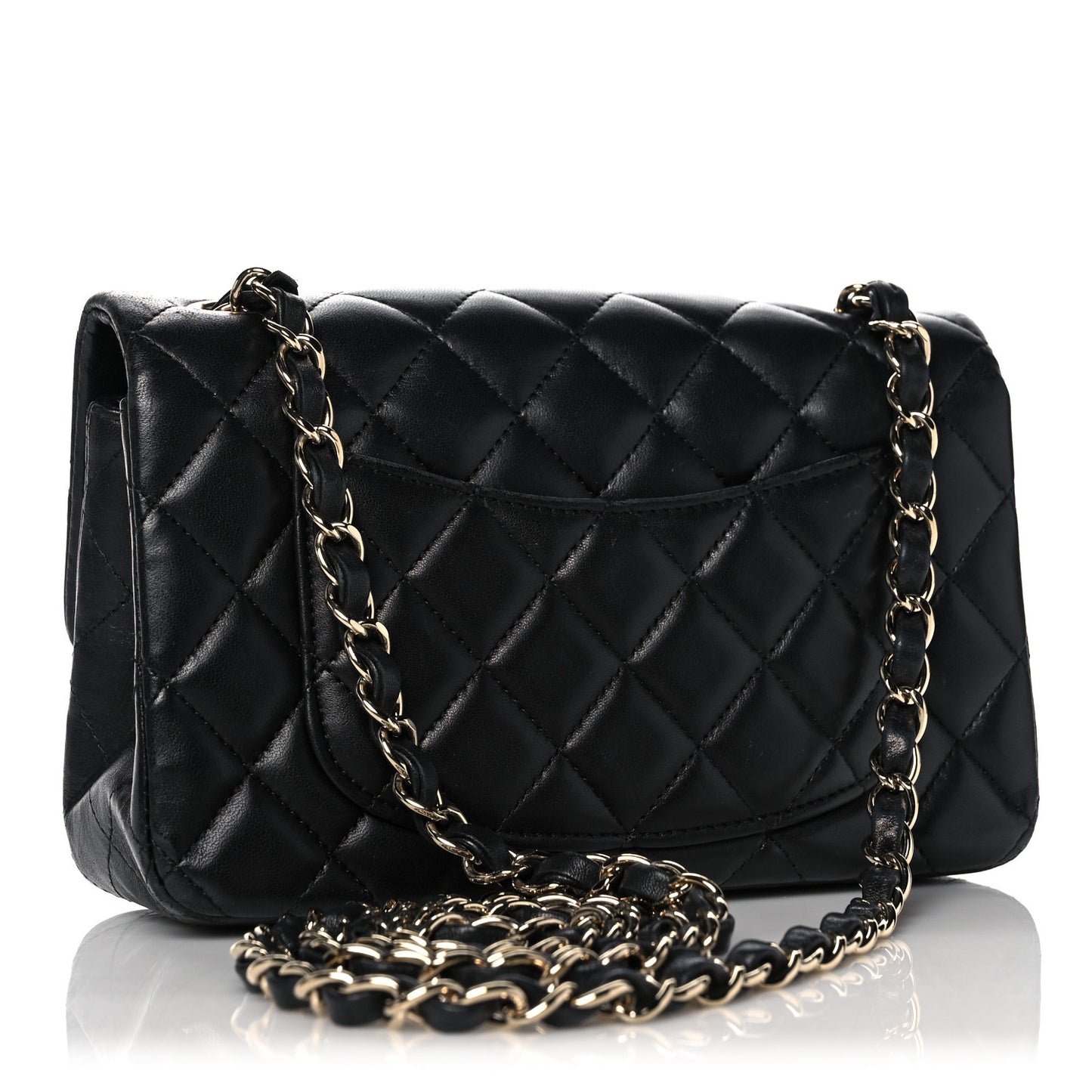 Lambskin Quilted Mini Rectangular Flap Black