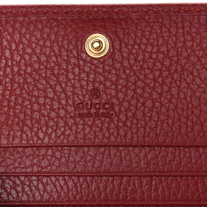 Gucci Pebbled Calfskin GG Marmont Card Case Hibiscus Red 6 of 8