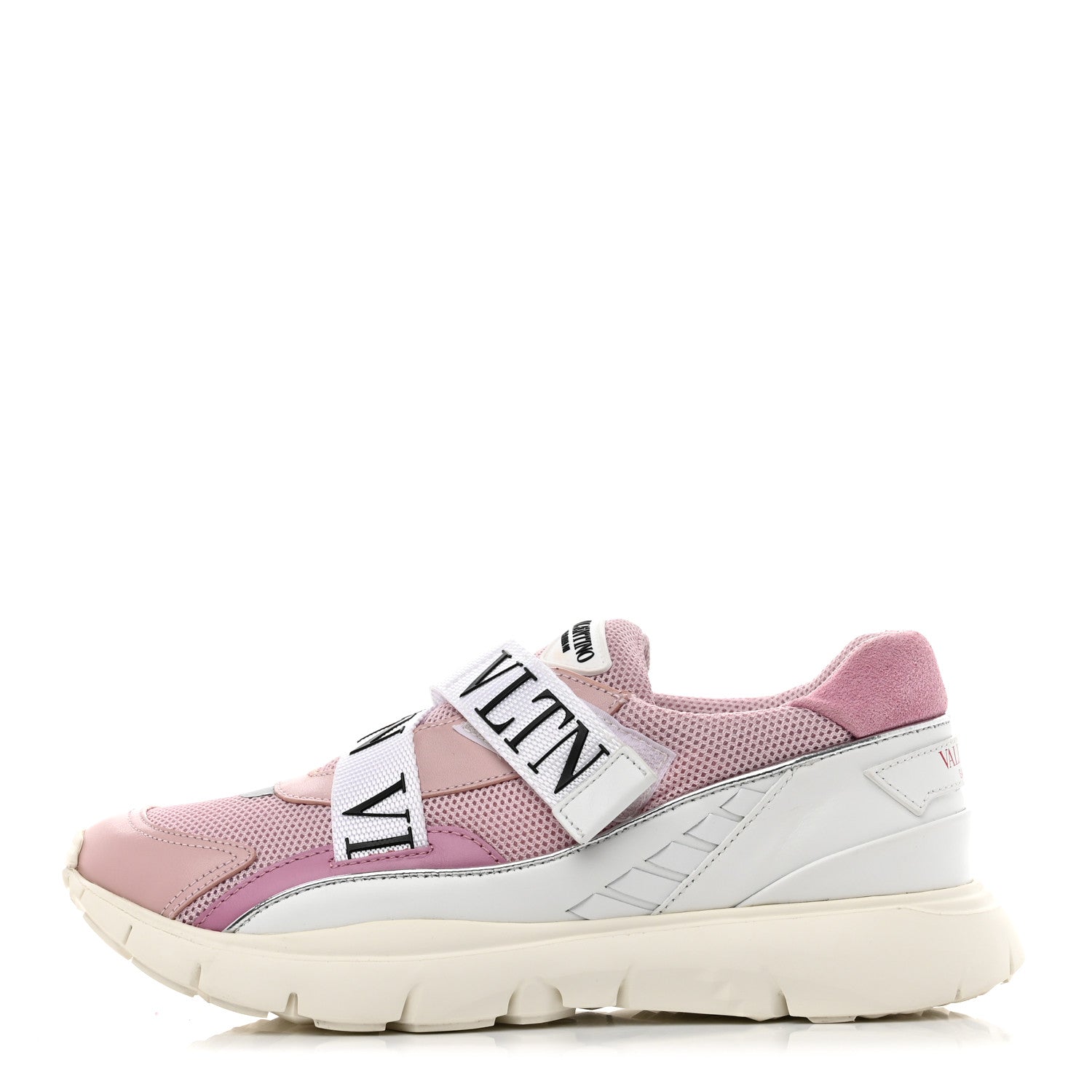 Valentino Garavani Stretch Knit VLTN Heroes Her Sneakers 37 Water Rose White Giacinto 1 of 9