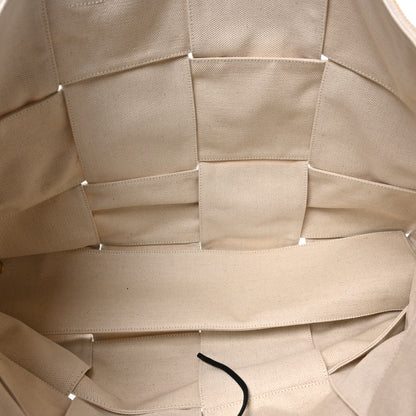 Bottega Veneta Canvas Maxi Intrecciato Large Arco Tote Beige Black 6 of 10