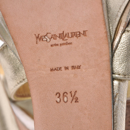 Saint Laurent Metallic Nappa Tribute 105 Platform Sandals 36.5 Light Gold 9 of 14