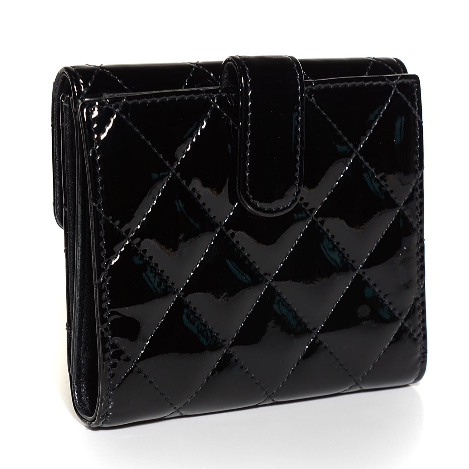 Chanel Patent Quilted Brilliant French Flap Wallet Black 3 of 9