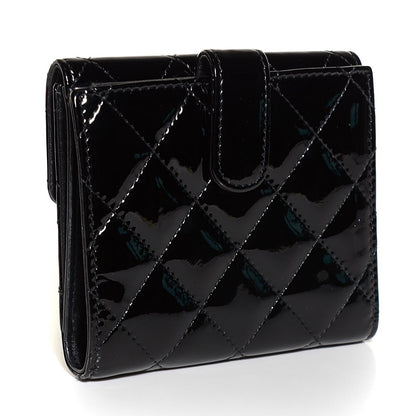 Chanel Patent Quilted Brilliant French Flap Wallet Black 3 of 9