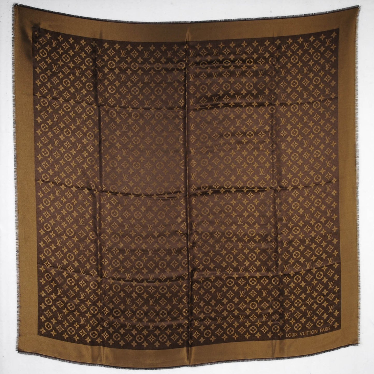 Silk Lurex Wool Monogram Shine Shawl Marron