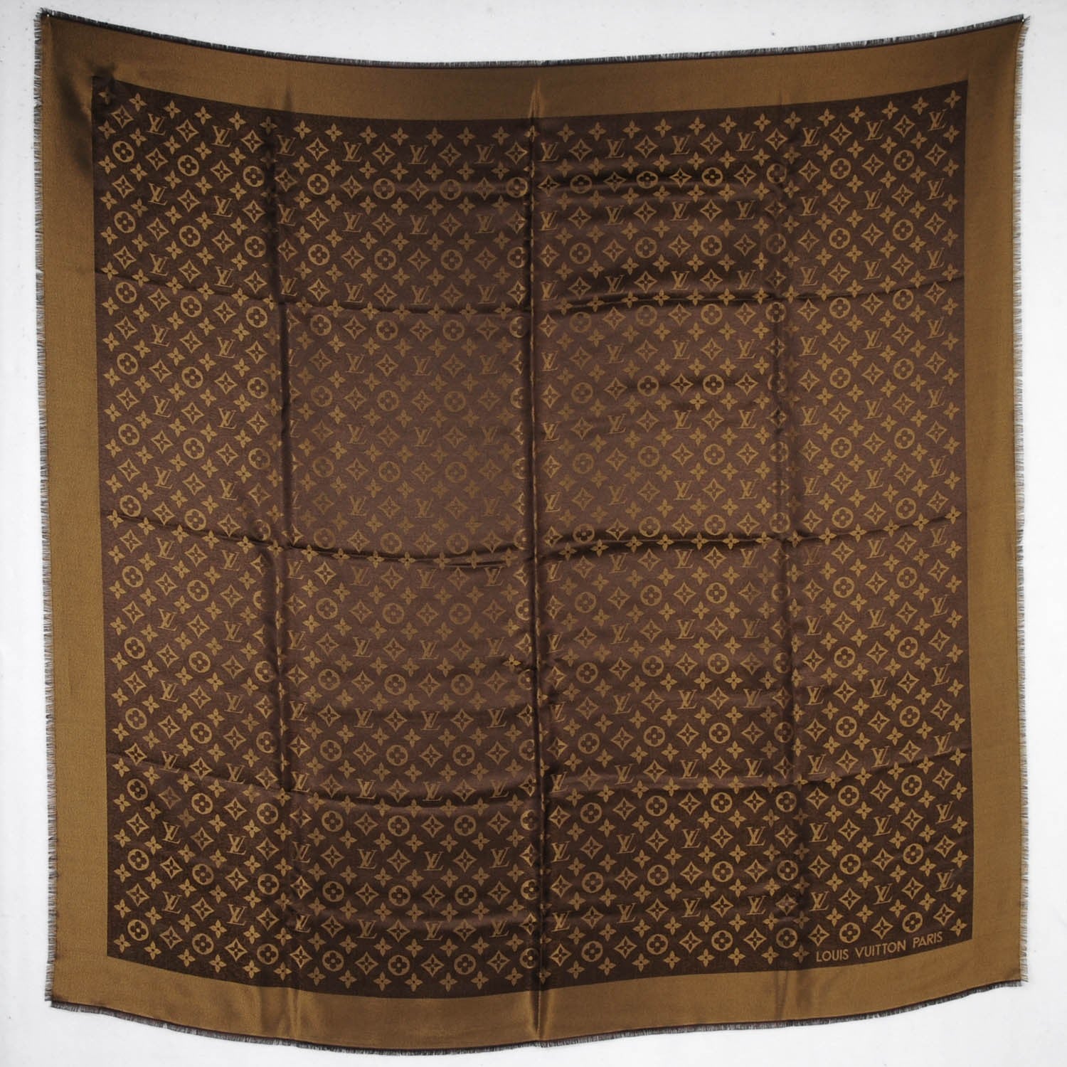 Louis Vuitton Silk Lurex Wool Monogram Shine Shawl Marron 3 of 6