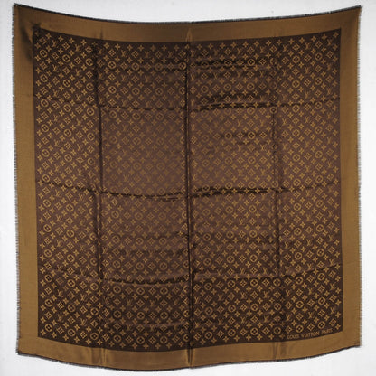Louis Vuitton Silk Lurex Wool Monogram Shine Shawl Marron 3 of 6