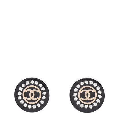 Chanel Resin Crystal CC Earrings Black 1 of 4