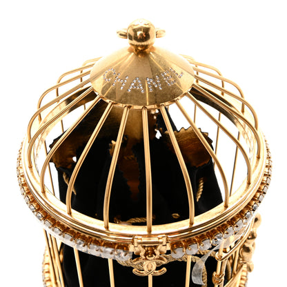 Chanel Metal Crystal Enamel CC Love Bird Cage Minaudiere Clutch Gold Multicolor 8 of 13