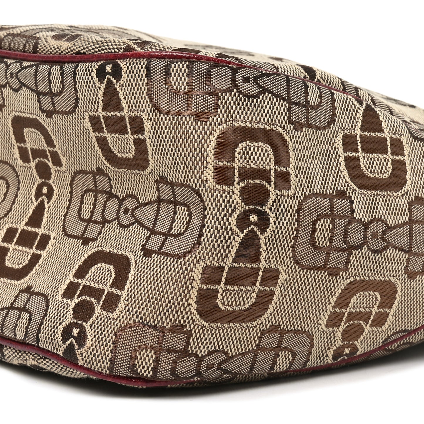 Canvas Horsebit Print Piston Lock Tote Red