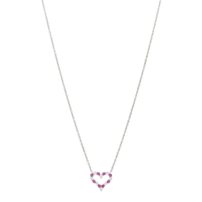 Tiffany Platinum Diamond Pink Sapphire Mini Heart Pendant Necklace 1 of 6
