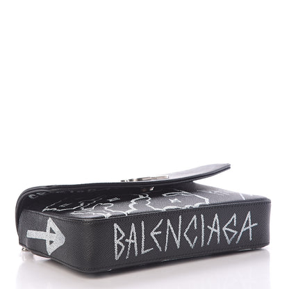 Balenciaga Calfskin Graffiti BB Chain Wallet Black White 4 of 10