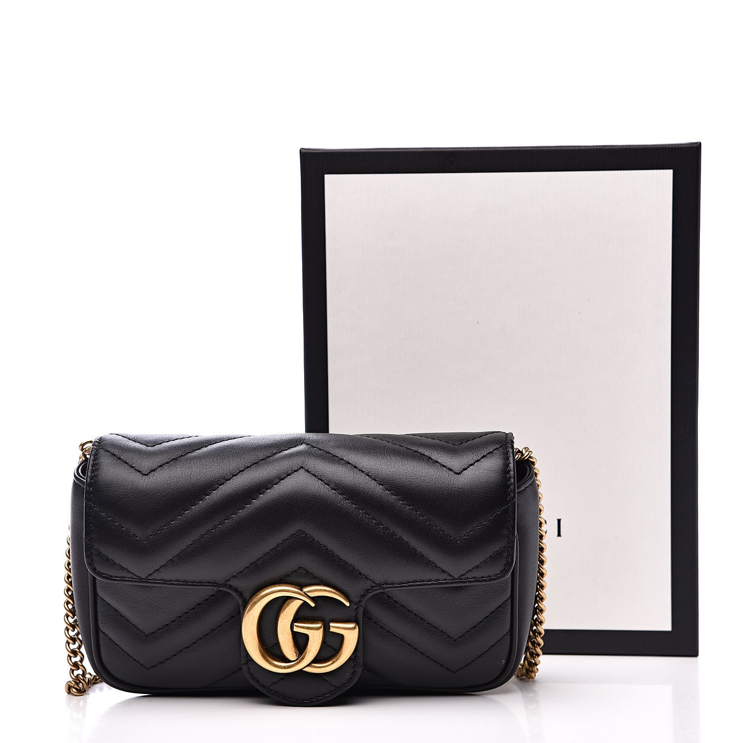 Gucci Calfskin Matelasse Super Mini GG Marmont Shoulder Bag Black 13 of 13
