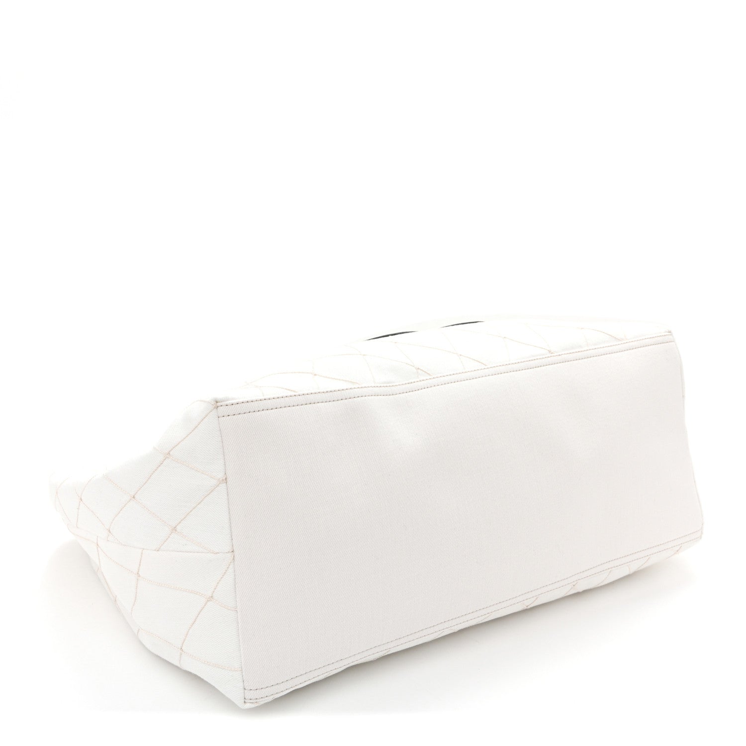 Chanel Denim Calfskin Quilted Coco Beach Small Shopping Tote White Black 5 of 11