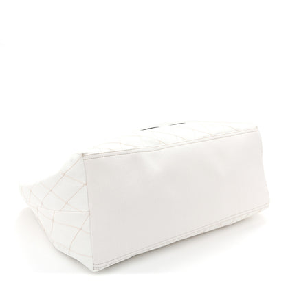 Chanel Denim Calfskin Quilted Coco Beach Small Shopping Tote White Black 5 of 11