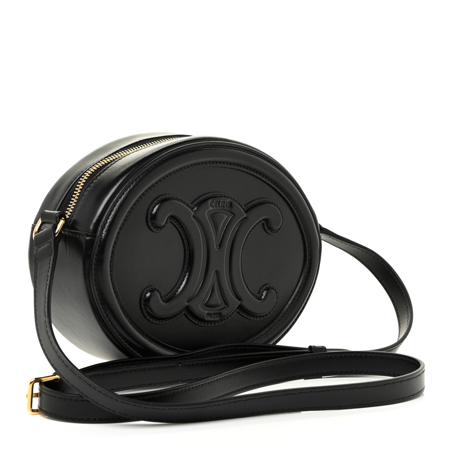 Celine Smooth Calfskin Cuir Triomphe Oval Bag Black 3 of 11
