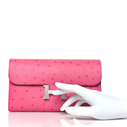 Hermes Ostrich Constance Long Wallet Rose Tyrien 2 of 10