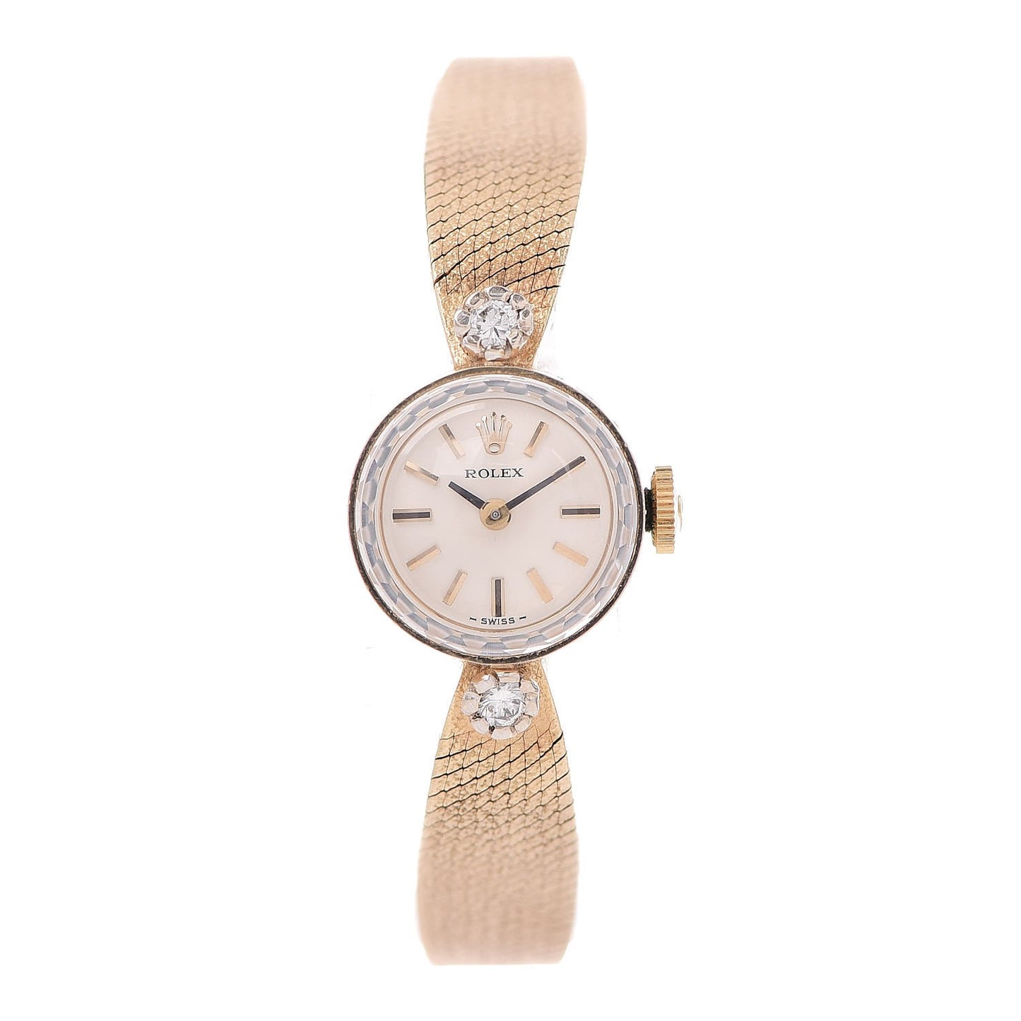 14K Yellow Gold Diamond 15mm Cocktail Watch