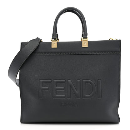 Fendi Vitello Cher Logo Debossed Medium Fendi Sunshine Shopper Tote Real Tempesta 1 of 10