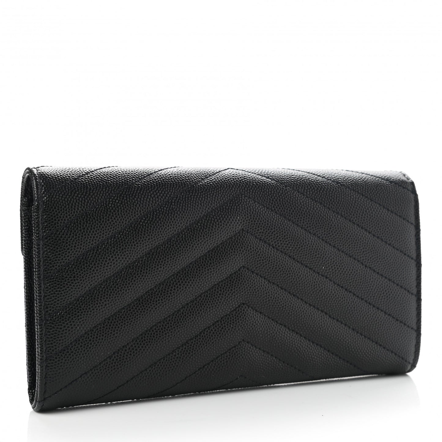 Grain De Poudre Matelasse Chevron Monogram Flap Wallet Black