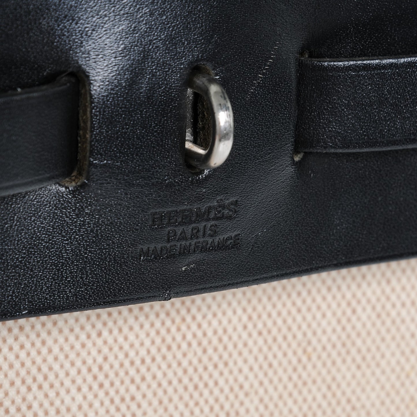 Toile Vache Calfskin Herbag 30 PM Natural Black