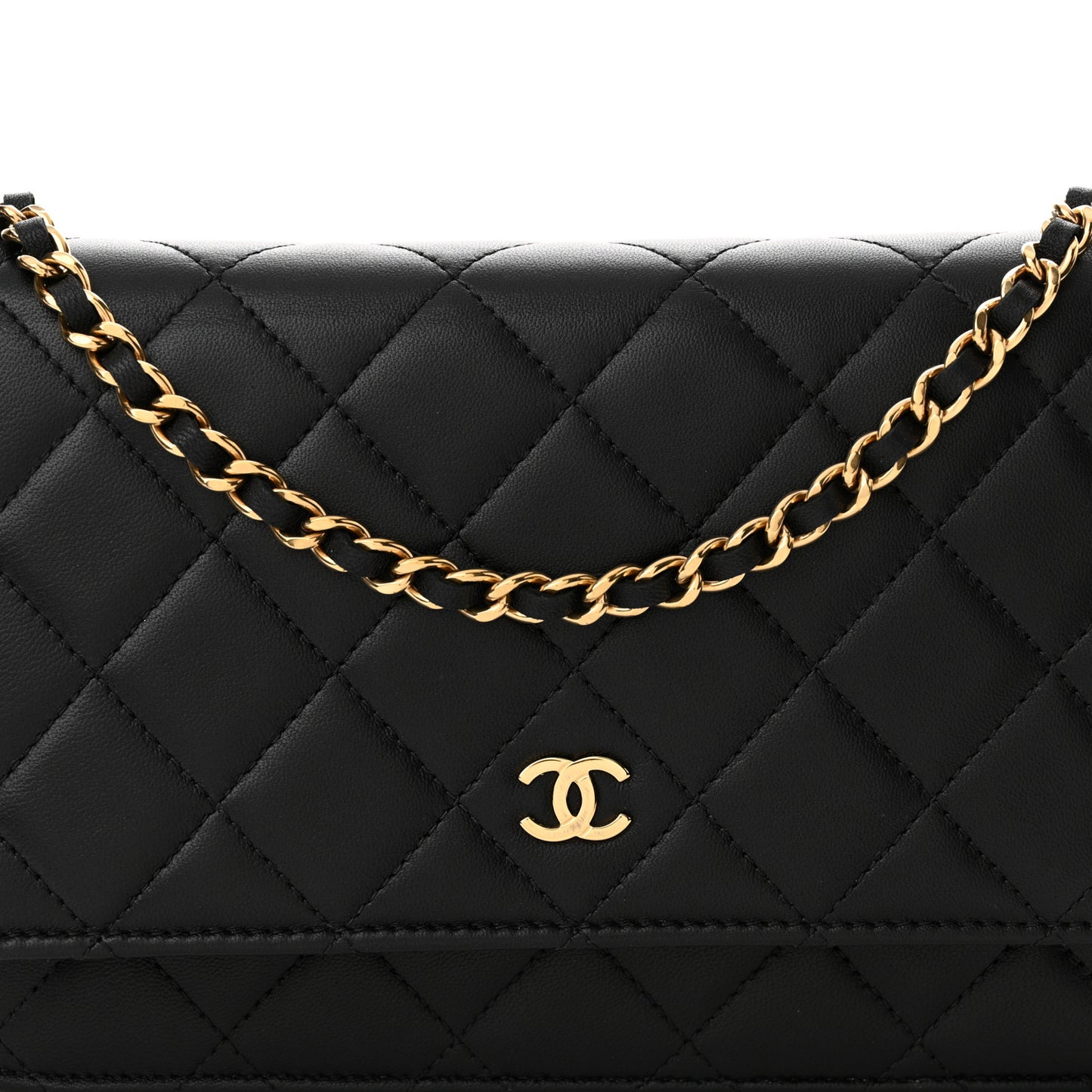 Lambskin Quilted Wallet On Chain WOC Black