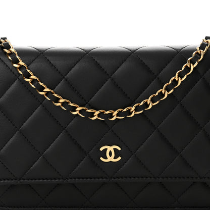 Chanel Lambskin Quilted Wallet On Chain WOC Black 9 of 15