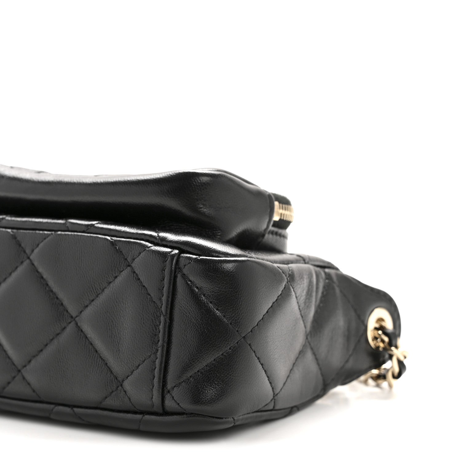 Chanel Shiny Crumpled Lambskin Quilted Mini Clutch With Chain Black 10 of 10