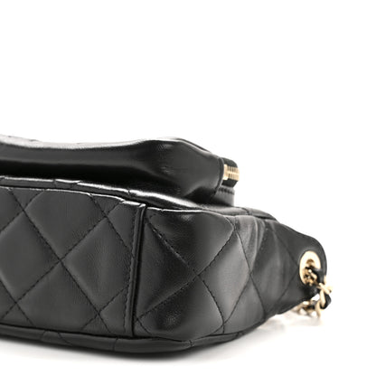 Chanel Shiny Crumpled Lambskin Quilted Mini Clutch With Chain Black 10 of 10