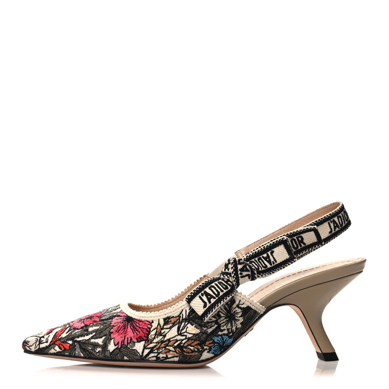 Christian Dior Canvas Ribbon Rose Mutabilis Embroidered J'Adoir Slingback 65mm Pumps 36.5 Multicolor 1 of 8