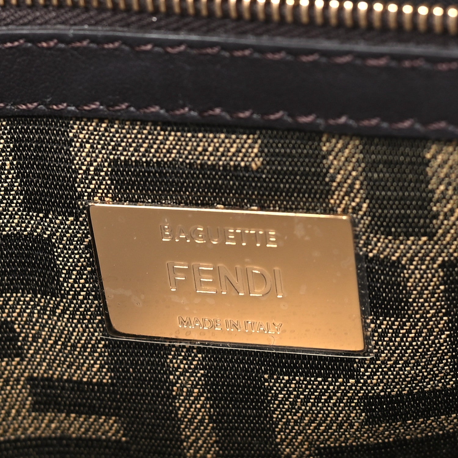 Fendi Fabric Jacquard FF 1974 Medium Baguette Tobacco Moro Black 6 of 9