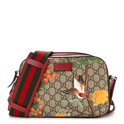 Gucci GG Supreme Monogram Tian Web Camera Bag Beige Multicolor Red 1 of 11