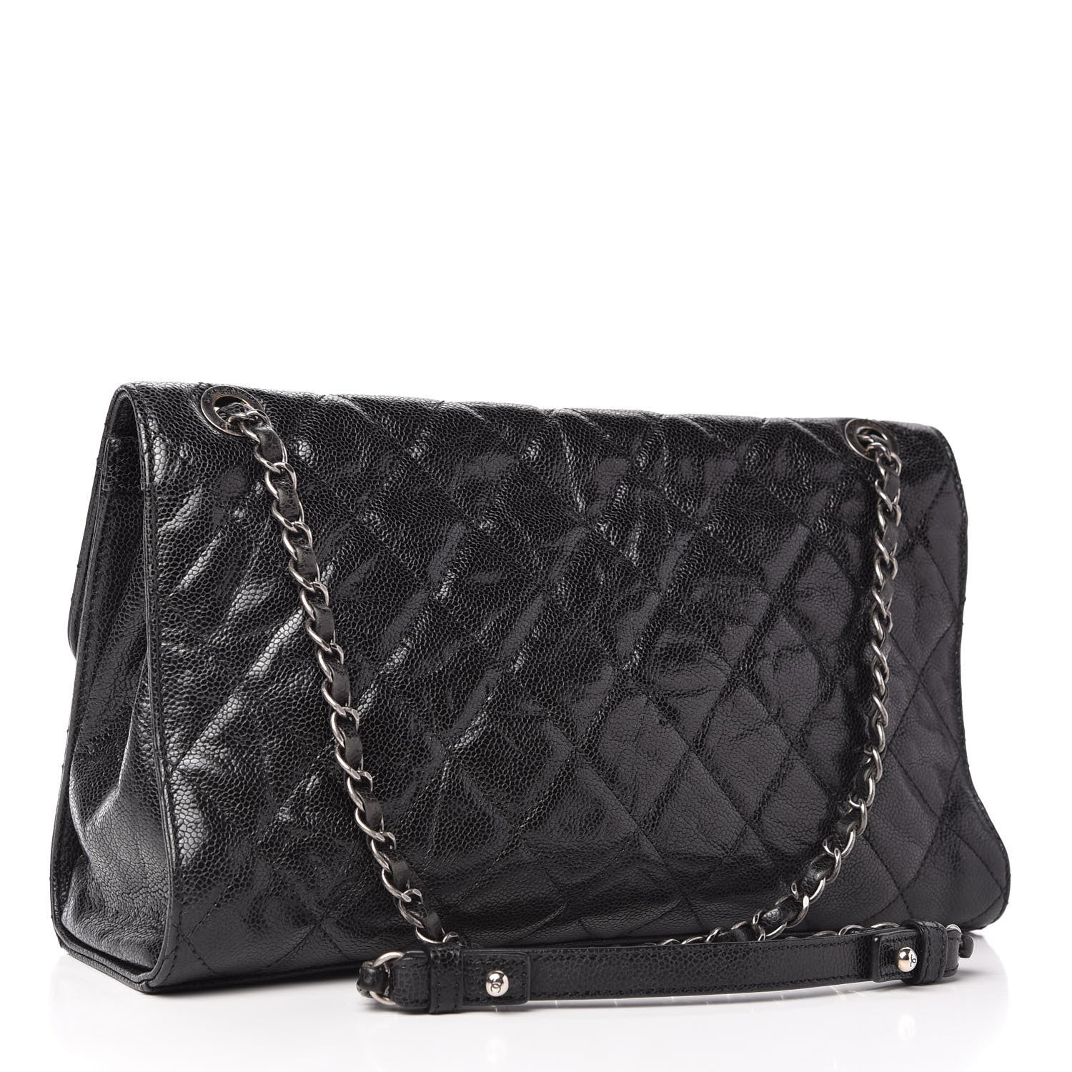 Chanel Crumpled Grained Calfskin Jumbo CC Crave Flap Black 3 of 11