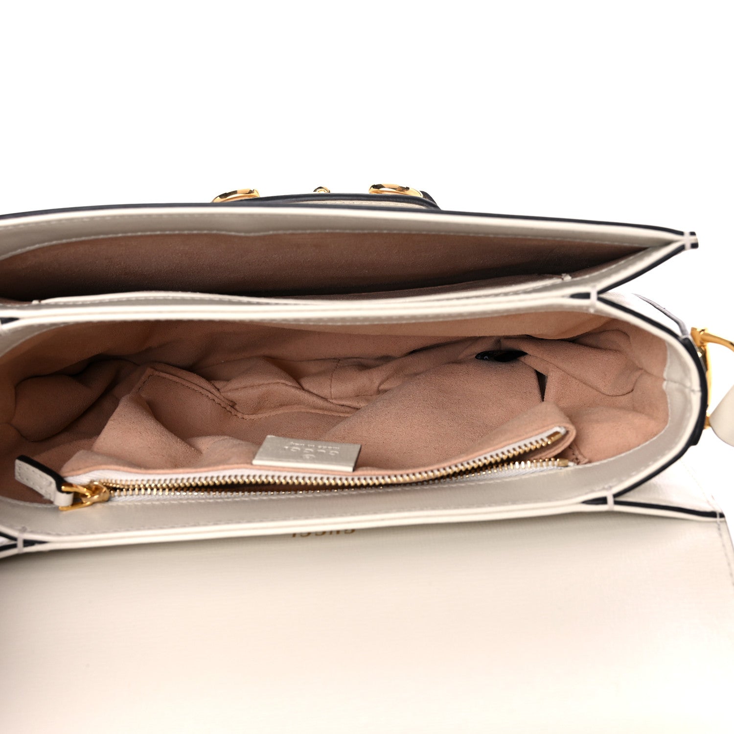 Gucci Azalea Calfskin Horsebit 1955 Shoulder Bag Mystic White 5 of 20