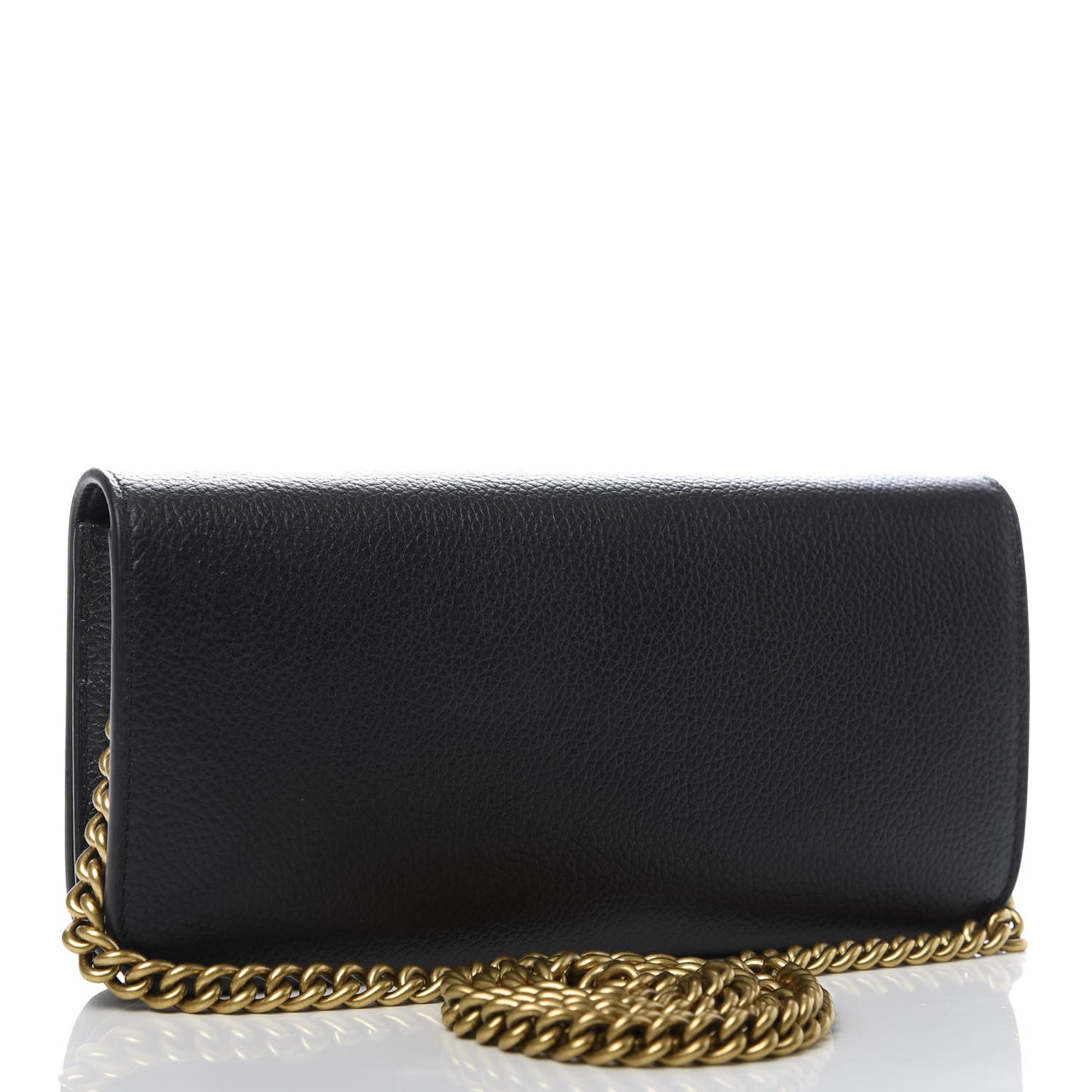 Grained Calfskin Logo Cash Continental Wallet on Chain Black White