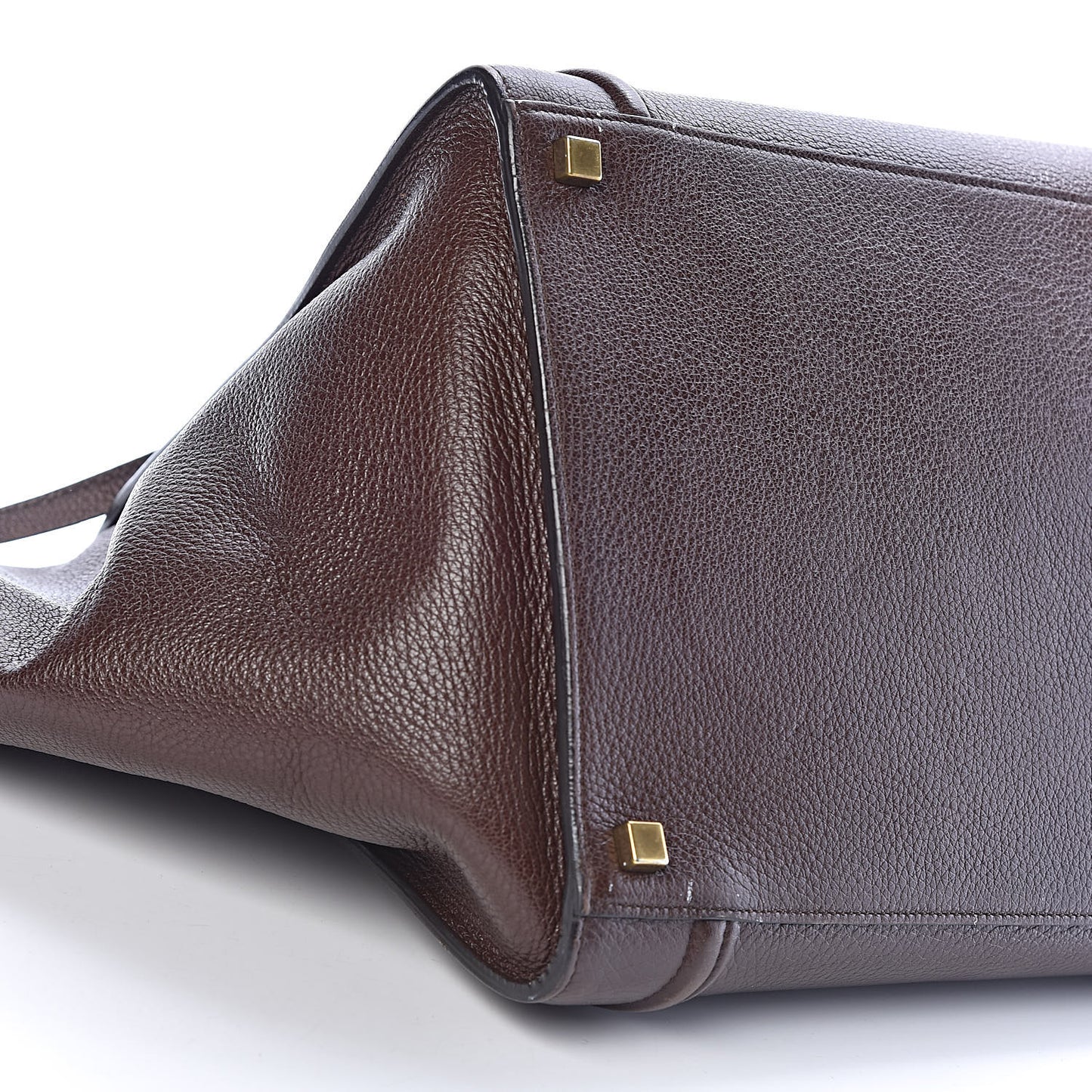Shiny Grained Calfskin Medium Phantom Luggage Brown