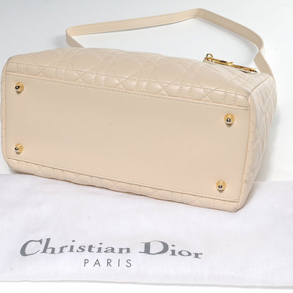 Christian Dior Lambskin Cannage Medium Lady Dior Beige 8 of 8