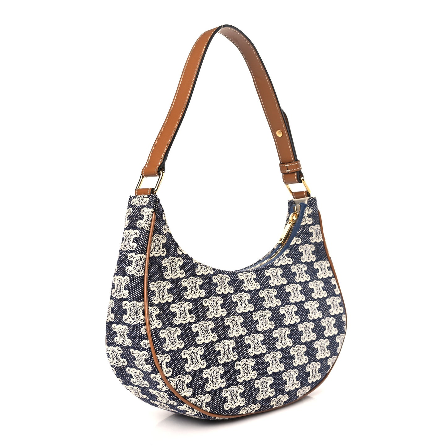 Canvas Calfskin Ava Triomphe Shoulder Bag Blue