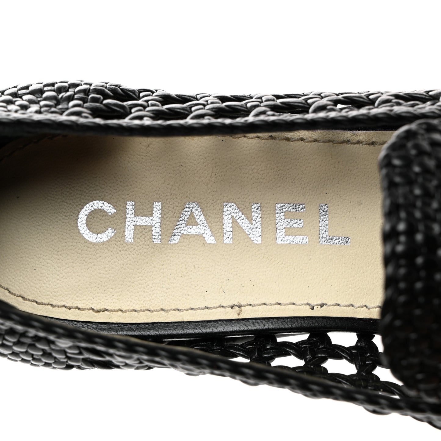 Shiny Braided Goatskin Loafers 37.5 Black