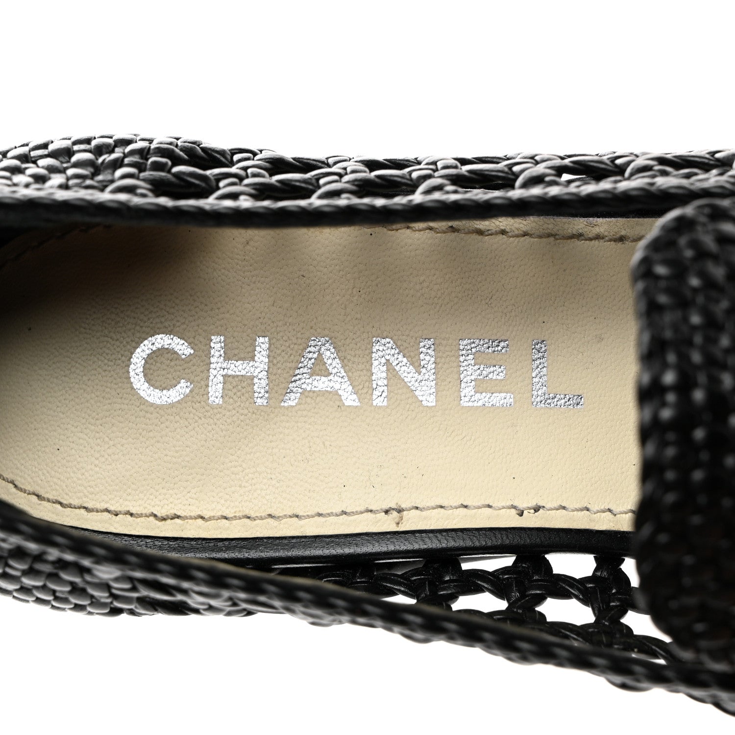 Chanel Shiny Braided Goatskin Loafers 37.5 Black 6 of 9